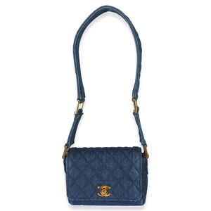 Chanel Vintage Blue Quilted Denim Mini Single Flap Bag